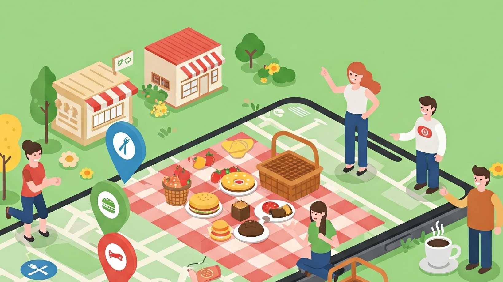 Find nearby restaurants around picnic spots